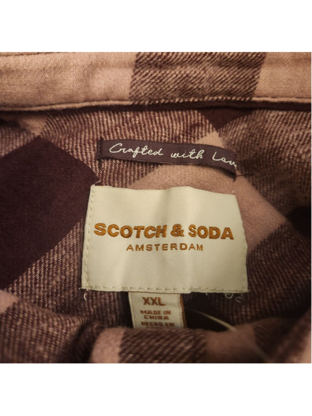 Scotch & Soda Plaid Button Down Shirt XXL Burgundy Pink - Picture 5 of 5